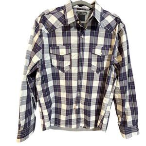 7 Diamonds Shirt Mens 3XL Purple Plaid Long Sleeve Button Up Western Casual